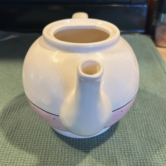 Rae Dunn Artisan Collection by Magenta Polka Dot Pink ‘POUR’ Teapot - Picture 6 of 7